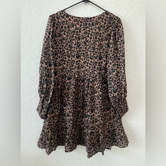 NWOT Lulus Brown and Black Leopard Print Babydoll Dress - Small - Picture 5 of 7